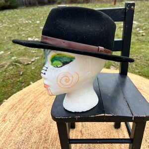 Black Brixton Fedora Hat with Brown leather Band